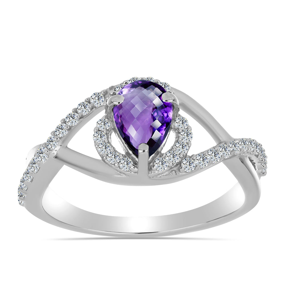 Silberring mit marokkanischem Amethyst und weißem Topas