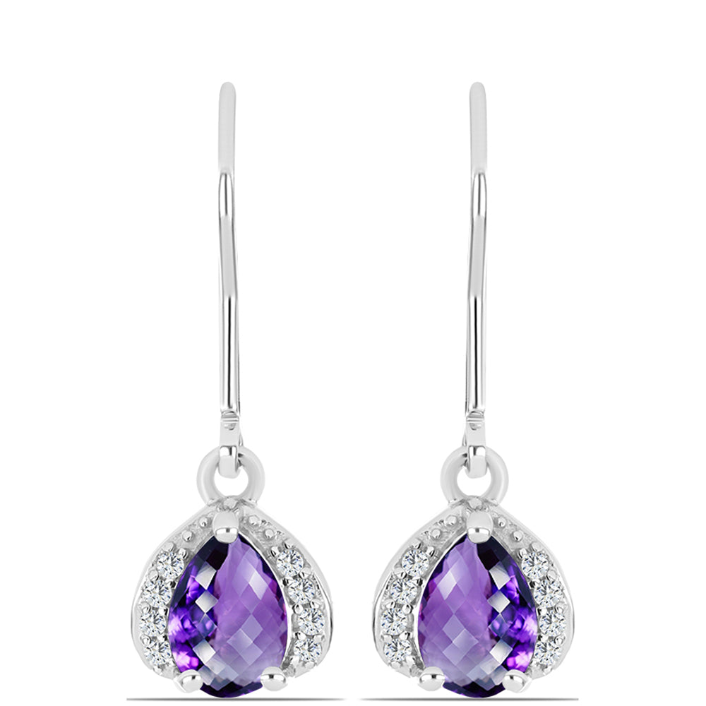 Silberohrringe mit marokkanischem Amethyst und weißem Topas