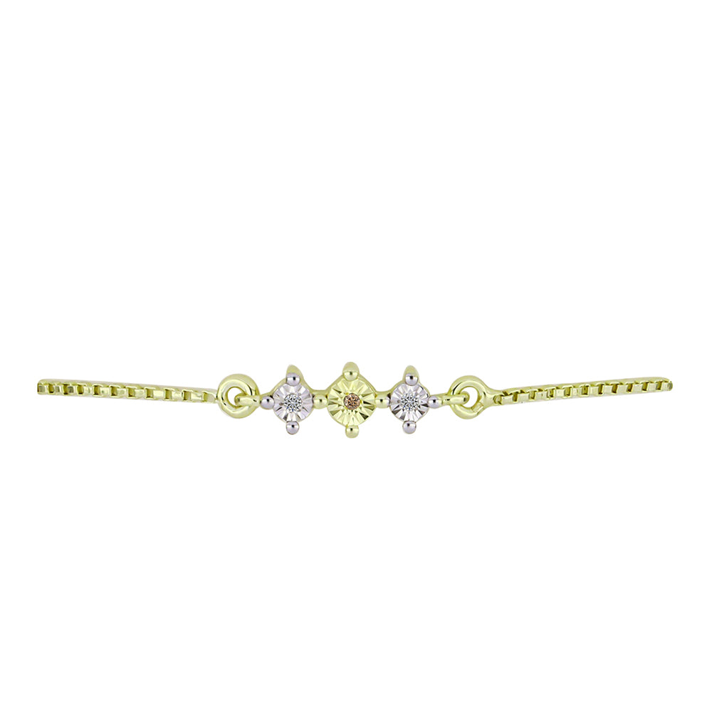 Goldplattiertes Silberarmband mit Champagner-Diamant und weißem Diamant 2
