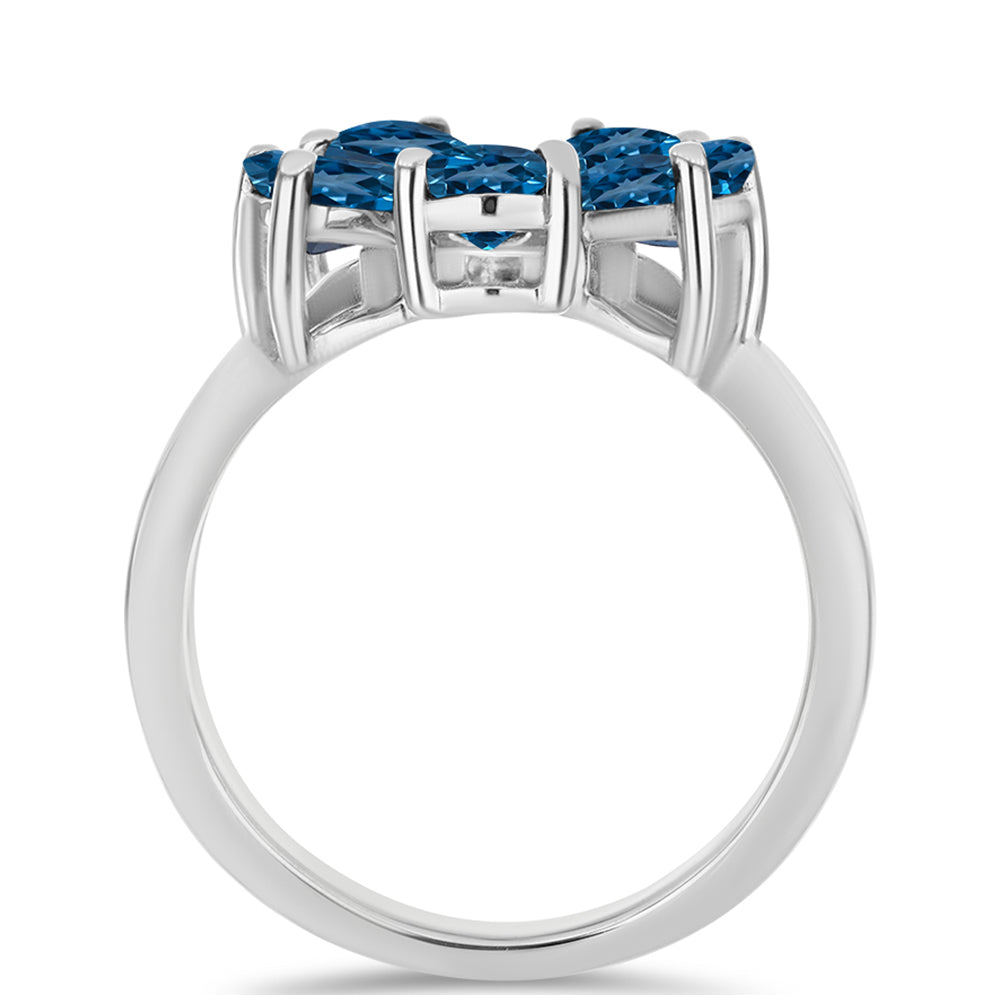 Silberring mit londonblauem Topas und weißem Topas 2