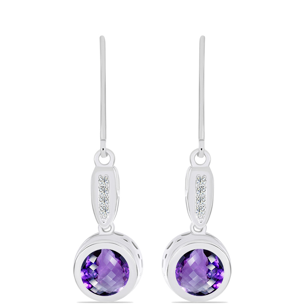 Silberohrringe mit marokkanischem Amethyst und weißem Topas 1