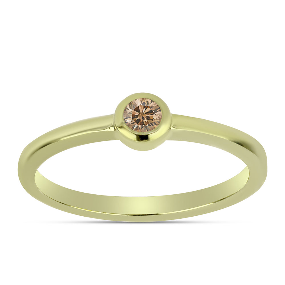 Goldplattierter Silberring mit Champagner-Diamant 3
