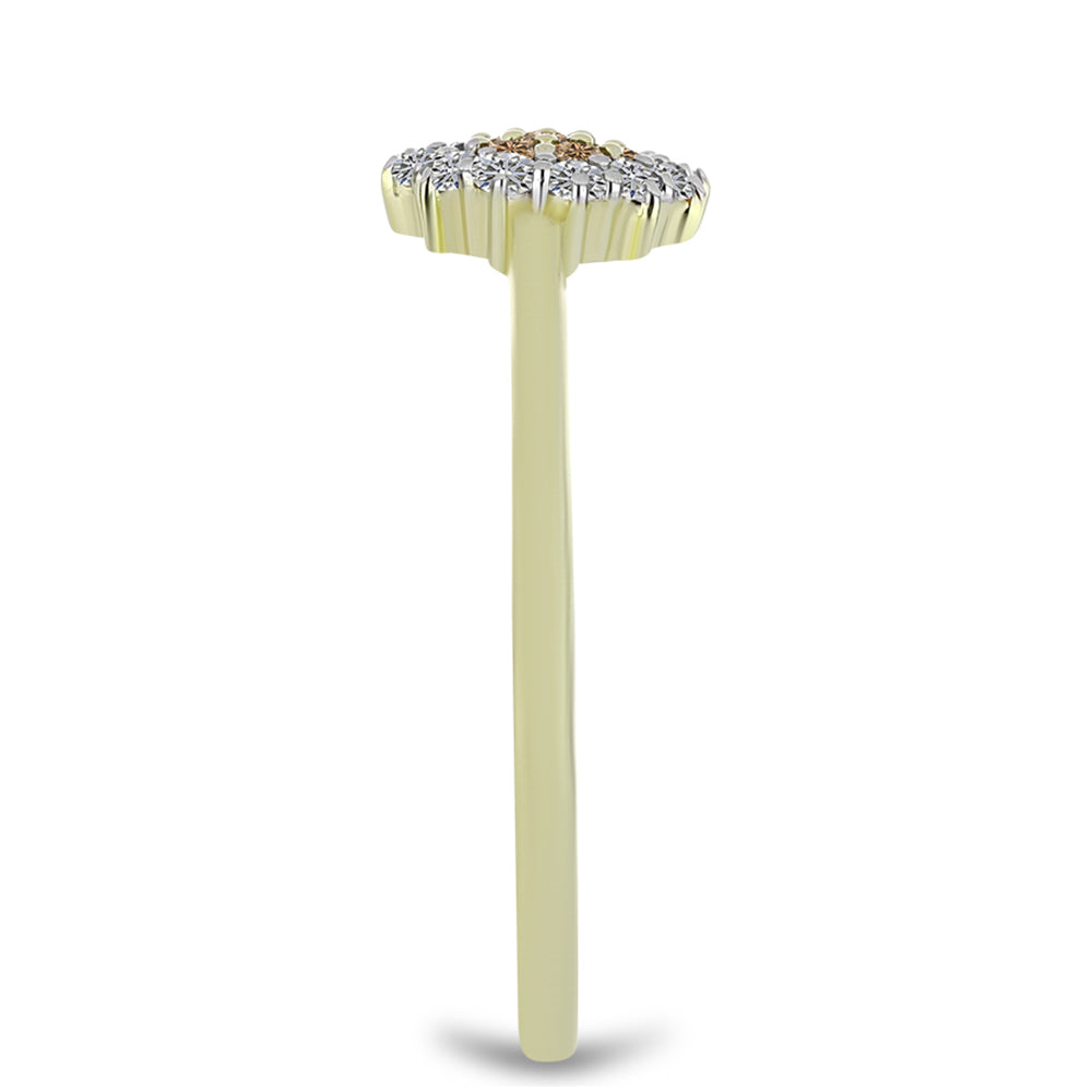 Goldplattierter Silberring mit Champagner-Diamant und weißem Diamant
