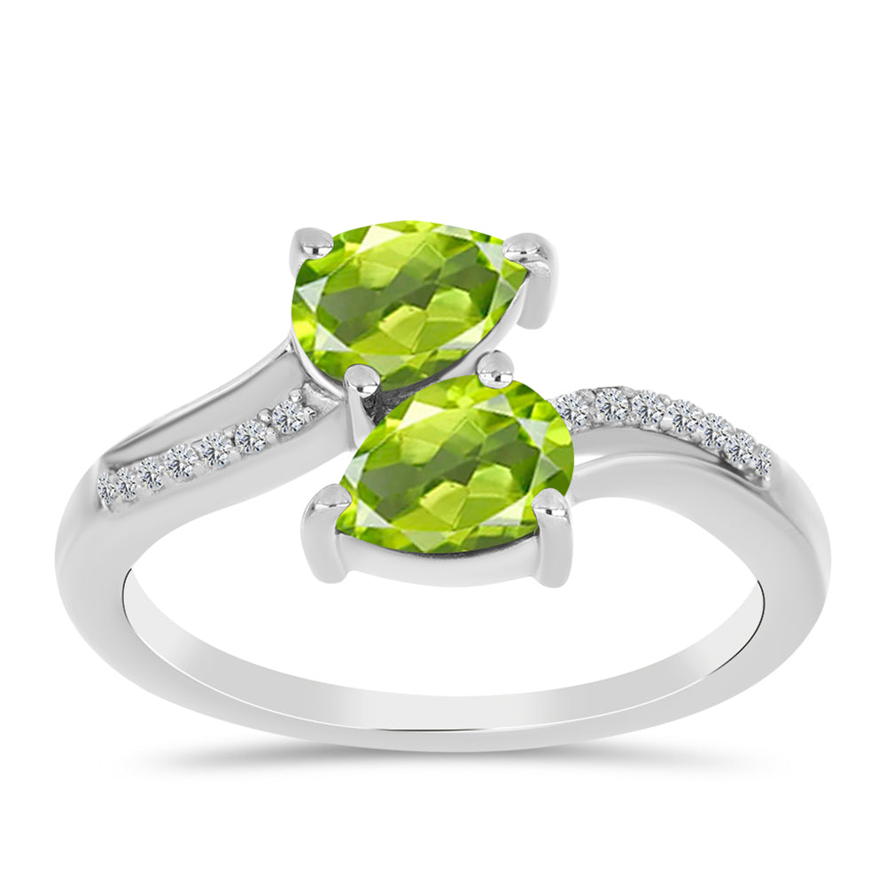Silberring mit Peridot aus Changbai und weißem Topas 1