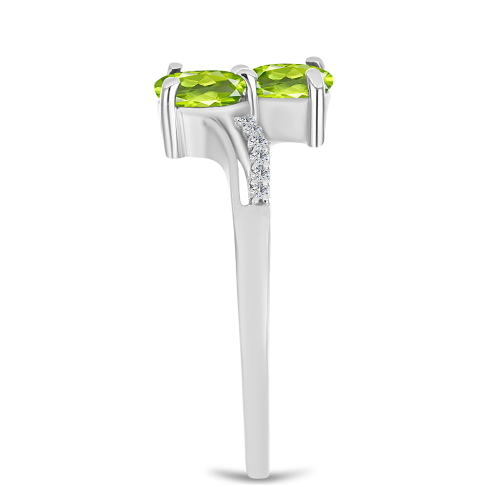 Silberring mit Peridot aus Changbai und weißem Topas 4