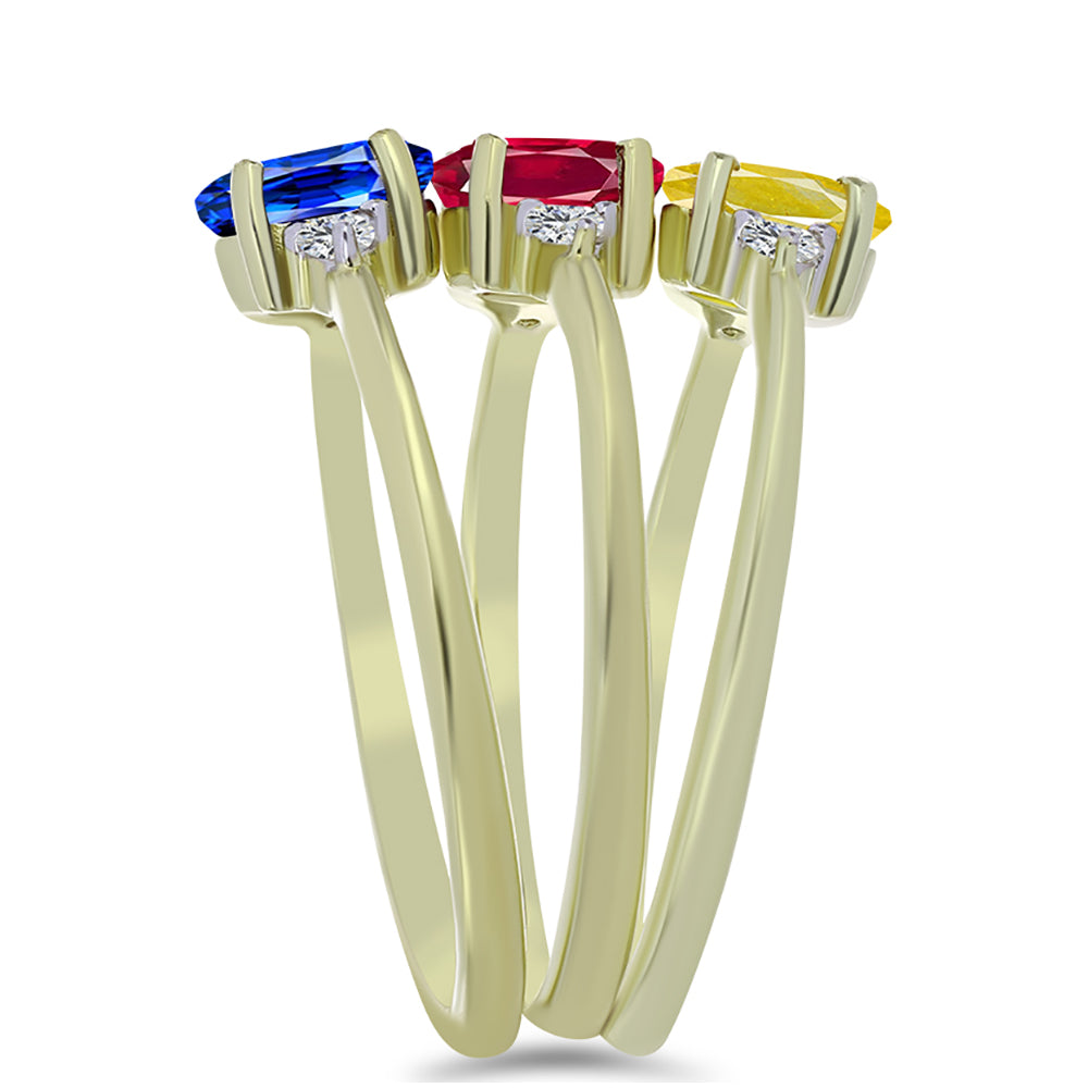 schmuckgarnitur aus Goldplattierte Silber mit Rubin aus Madagaskar und australischem blauem Saphir