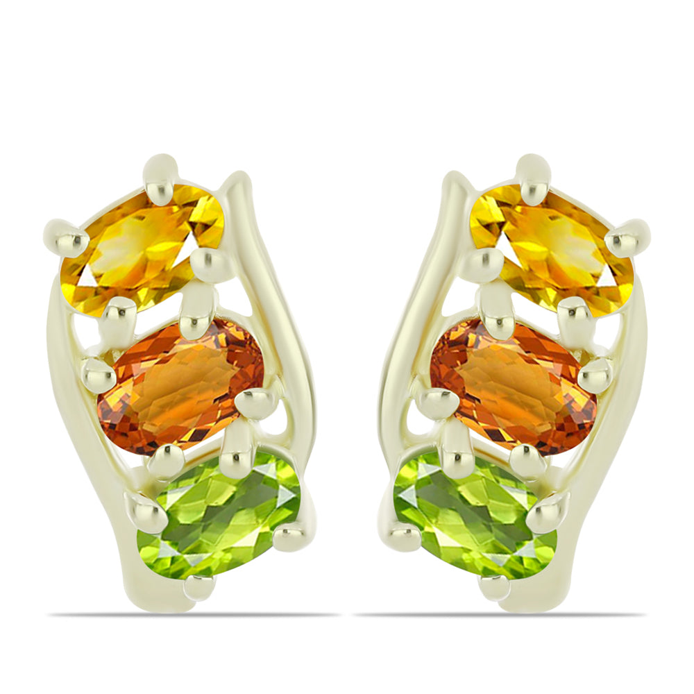 Goldplattierte Silberohrringe mit regenbogenfarbenem Rosebery Saphir