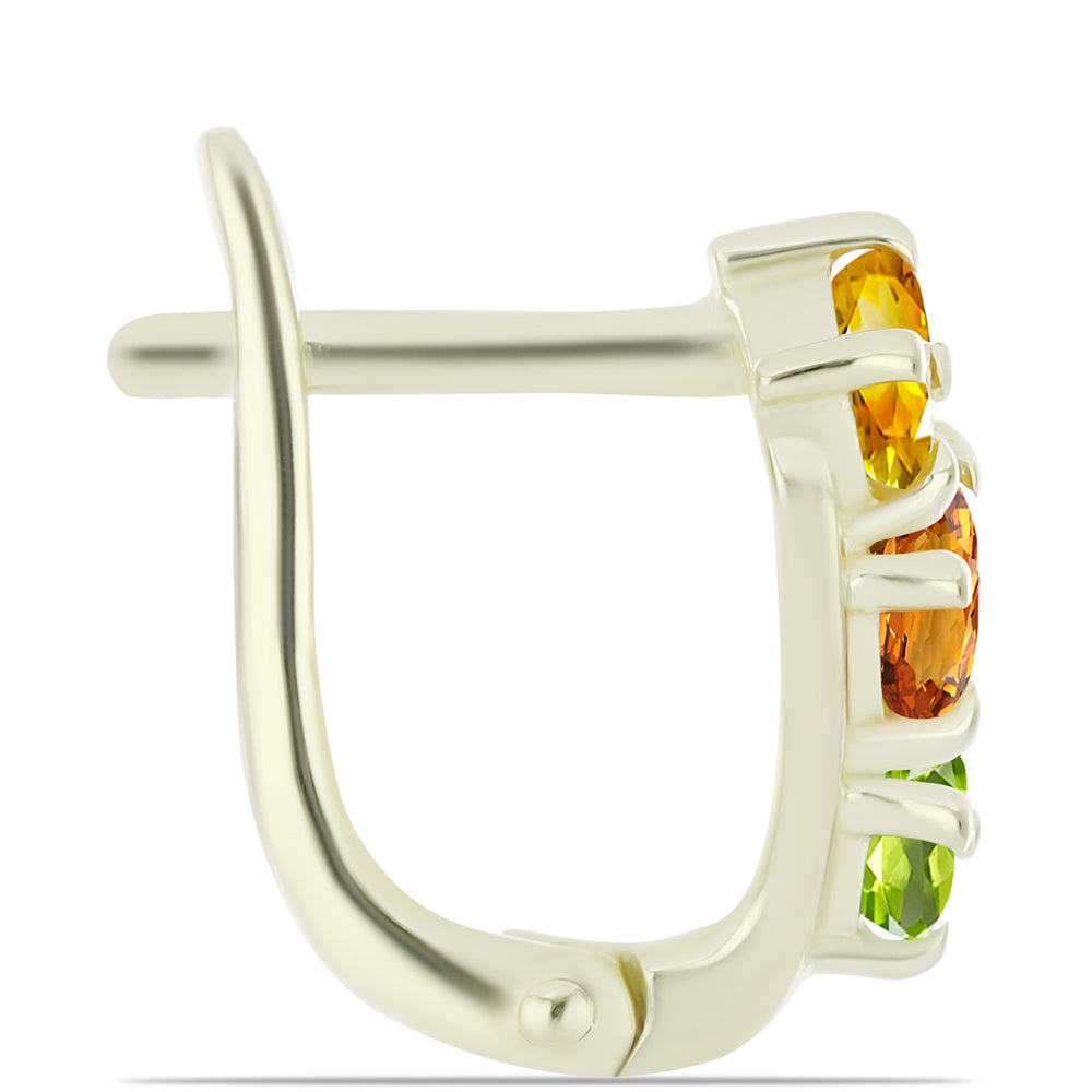 Goldplattierte Silberohrringe mit regenbogenfarbenem Rosebery Saphir
