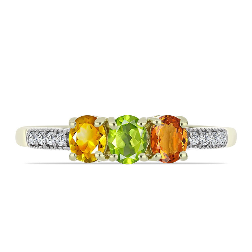 Goldplattierter Silberring mit regenbogenfarbenem Rosebery Saphir und weißem Topas