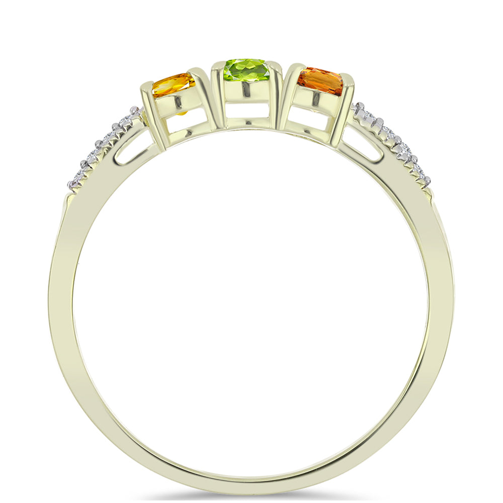 Goldplattierter Silberring mit regenbogenfarbenem Rosebery Saphir und weißem Topas
