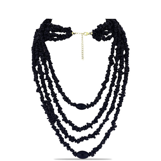 Goldplattierte Silberhalskette mit schwarzem Onyx aus Suwar