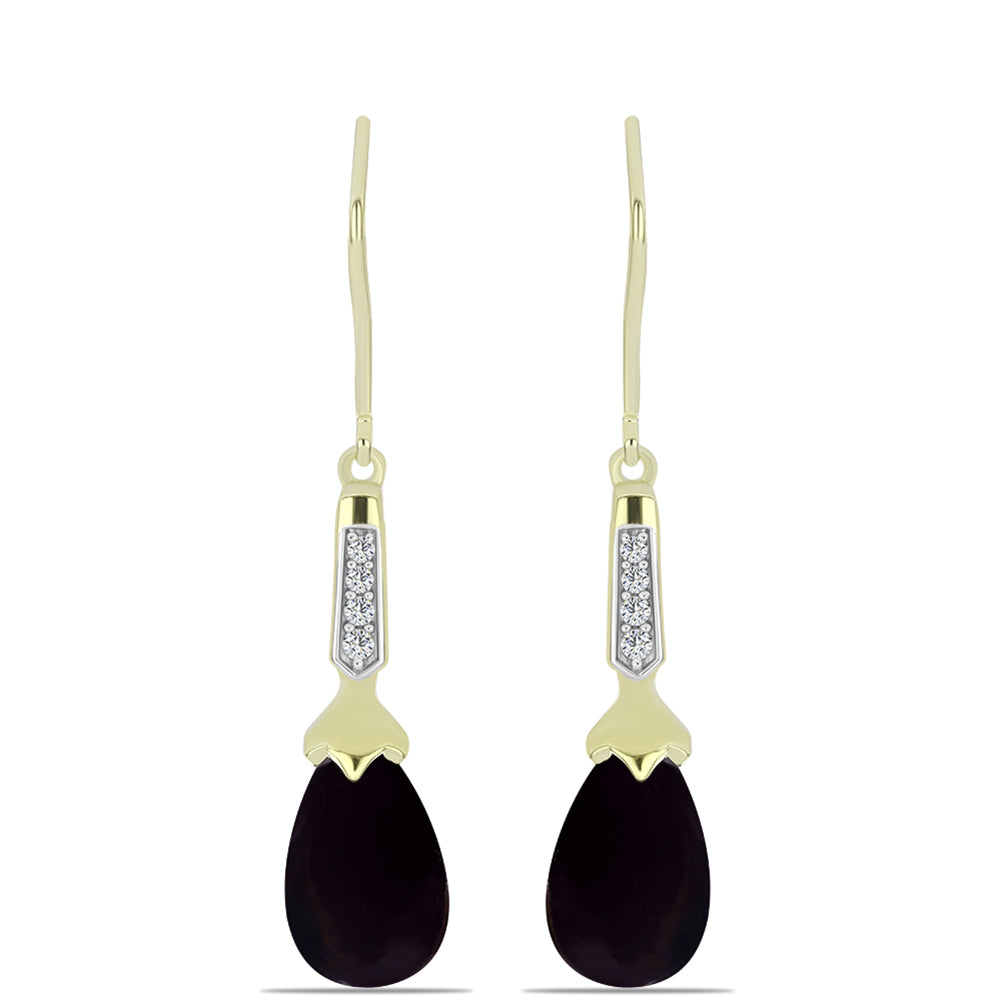 Goldplattierte Silberohrringe mit schwarzem Onyx aus Suwar und weißem Topas 1
