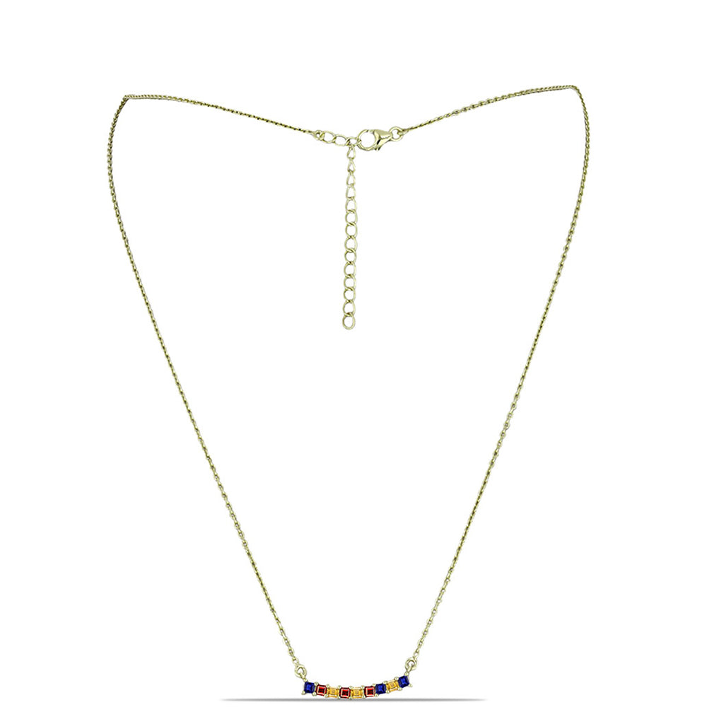 Goldplattierte Silberhalskette mit regenbogenfarbenem Rosebery Saphir