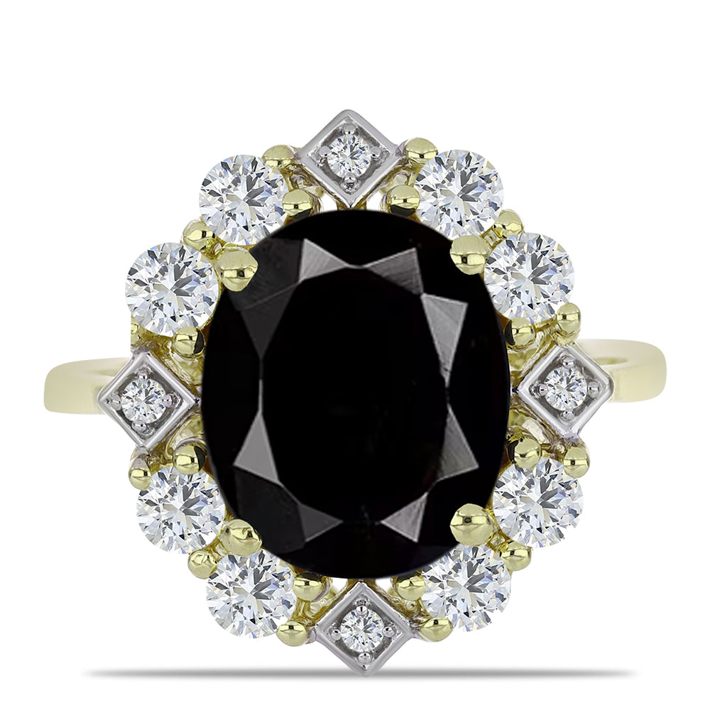 Goldplattierter Silberring mit schwarzem Onyx aus Suwar und weißem Topas