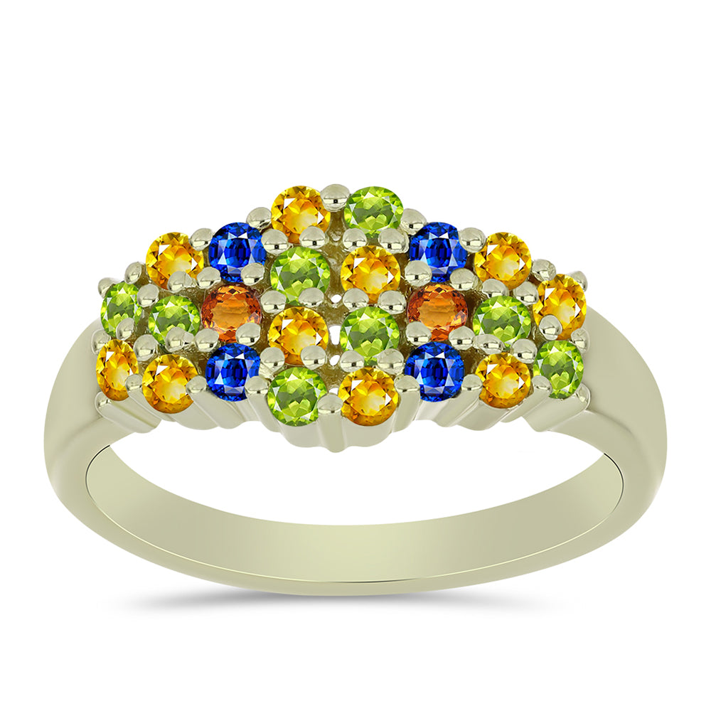 Goldplattierter Silberring mit regenbogenfarbenem Rosebery Saphir