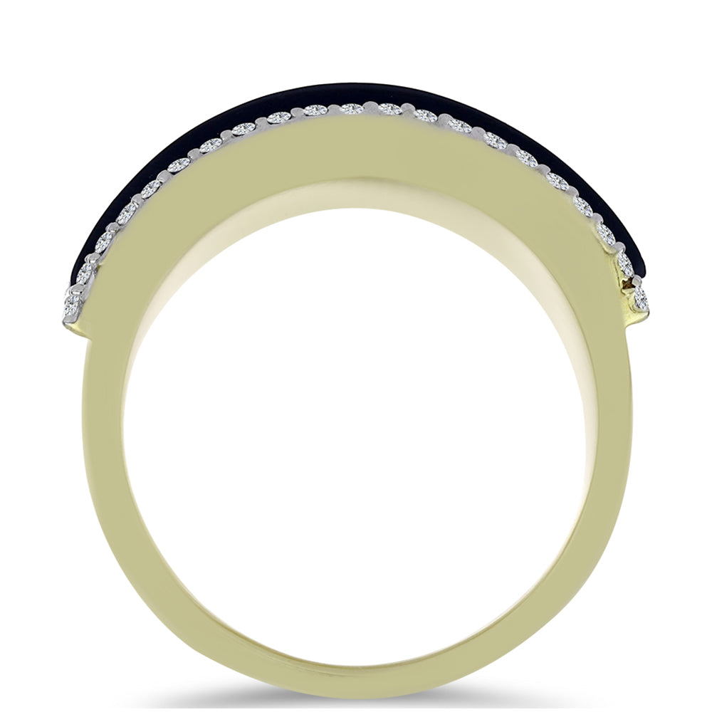 Goldplattierter Silberring mit schwarzem Onyx aus Suwar und weißem Topas