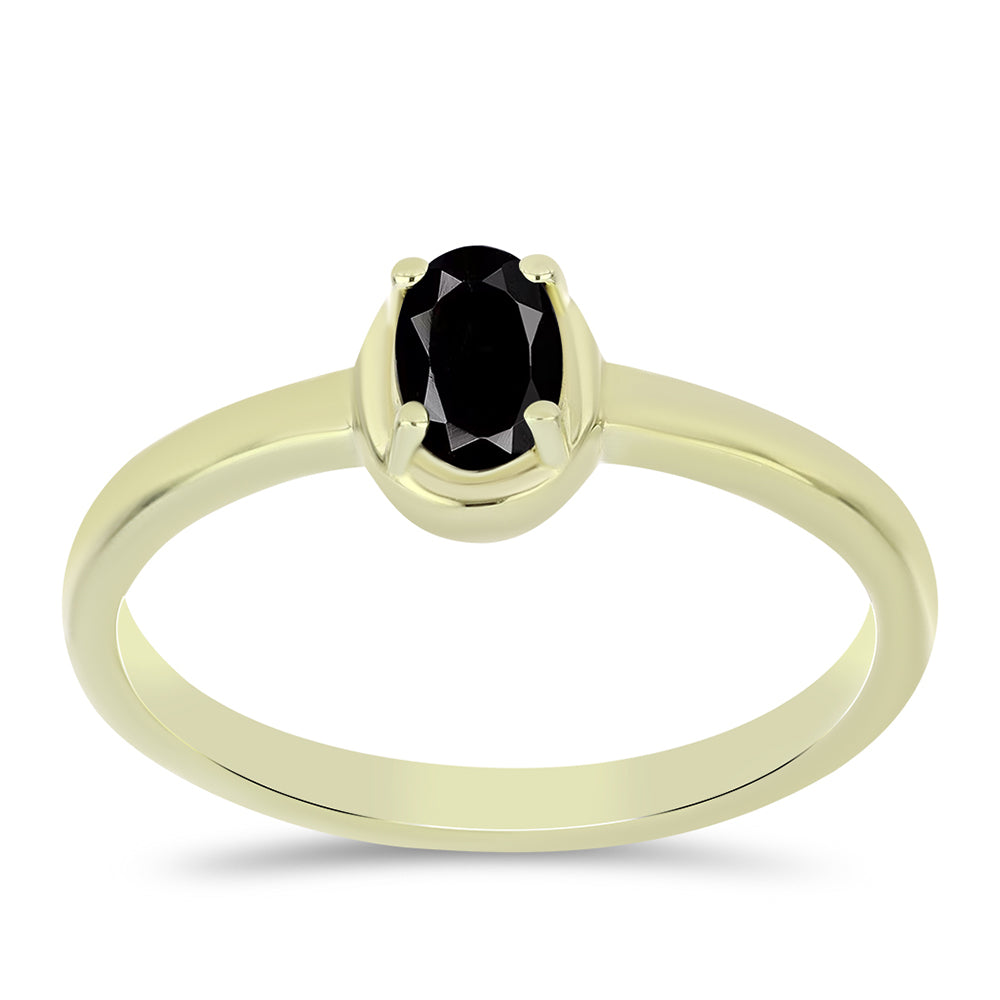 Goldplattierter Silberring mit schwarzem Onyx aus Suwar