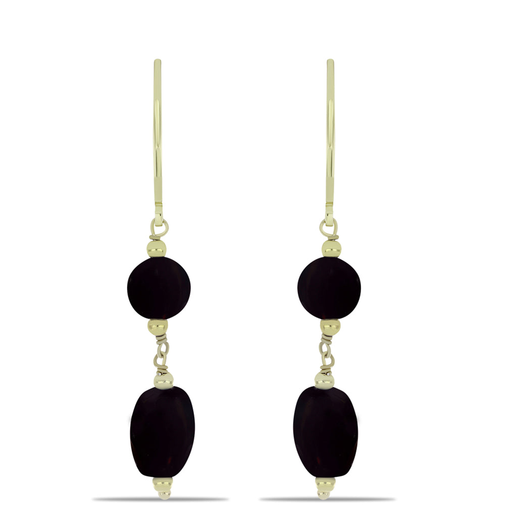 Goldplattierte Silberohrringe mit schwarzem Onyx aus Suwar
