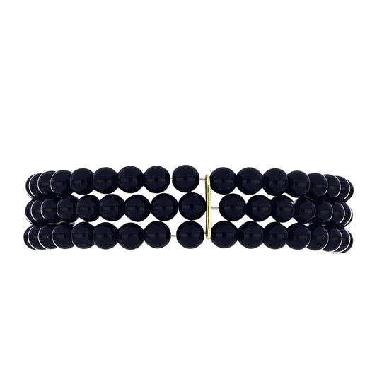 Goldplattiertes Silberarmband mit schwarzem Onyx aus Suwar