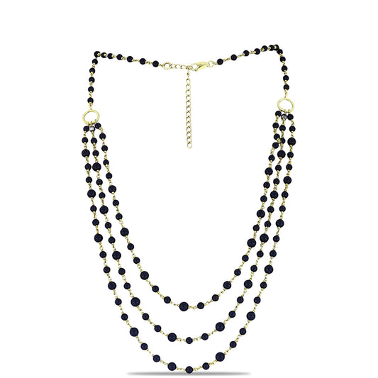 Goldplattierte Silberhalskette mit schwarzem Onyx aus Suwar