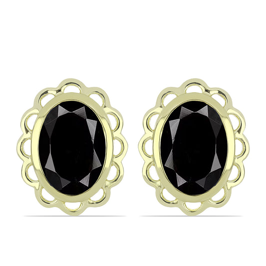 Goldplattierte Silberohrringe mit schwarzem Onyx aus Suwar