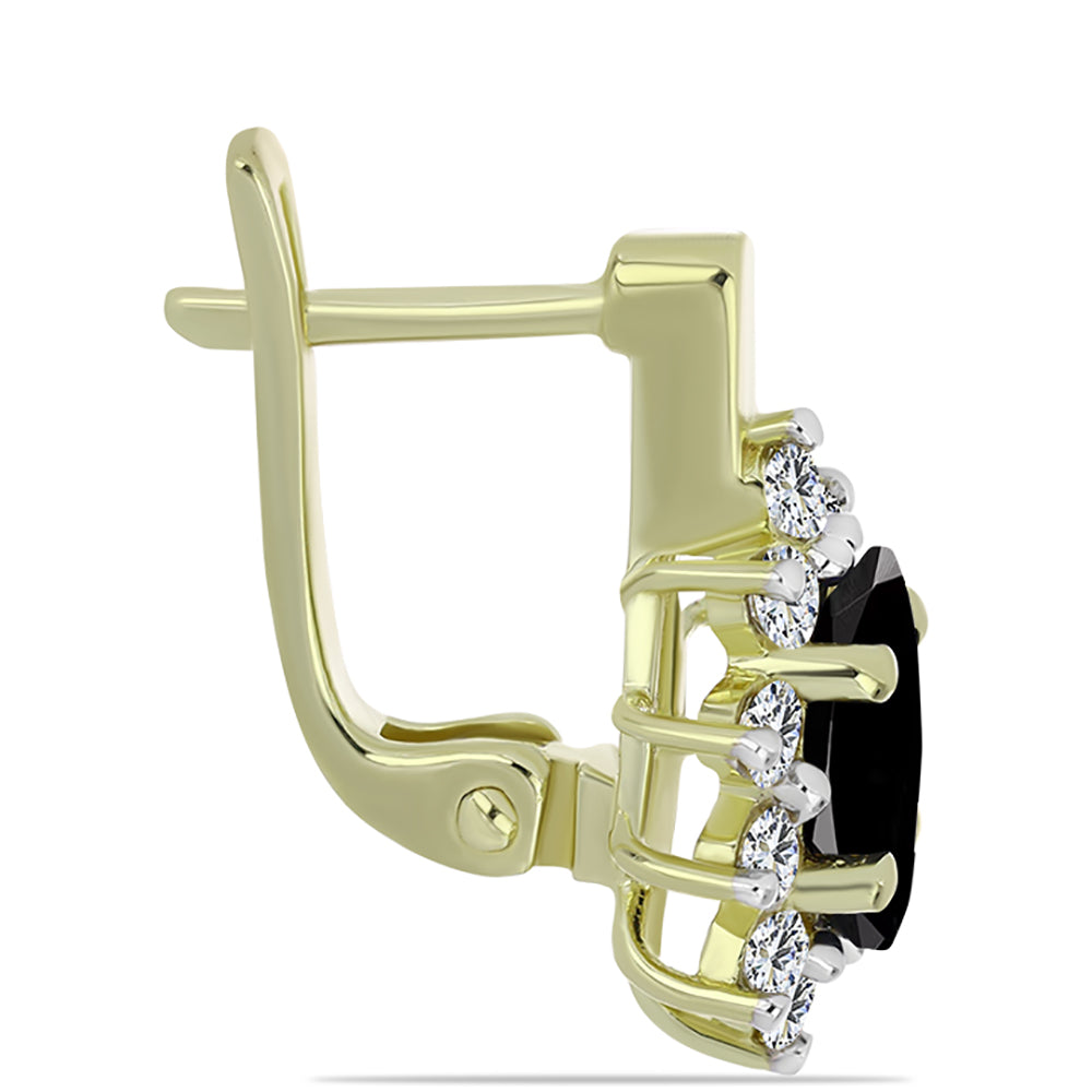 Goldplattierte Silberohrringe mit schwarzem Onyx aus Suwar und weißem Topas 2