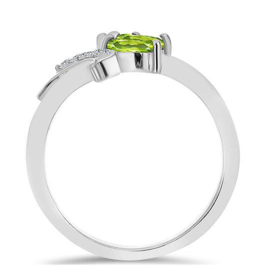 Silberring mit Peridot aus Changbai und weißem Topas