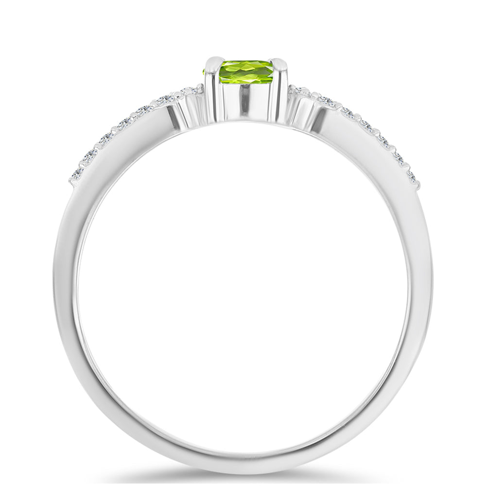 Silberring mit Peridot aus Changbai und weißem Topas