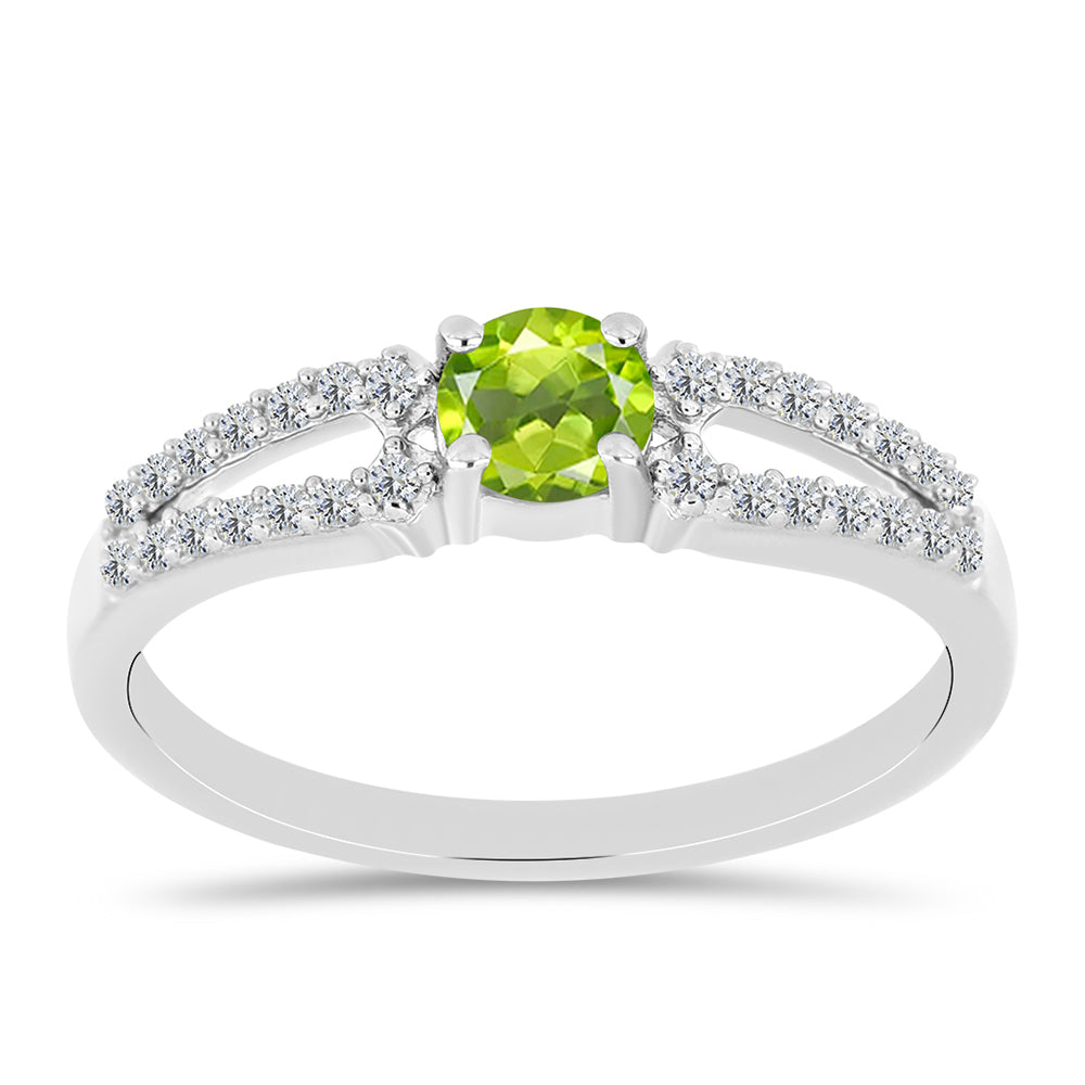Silberring mit Peridot aus Changbai und weißem Topas