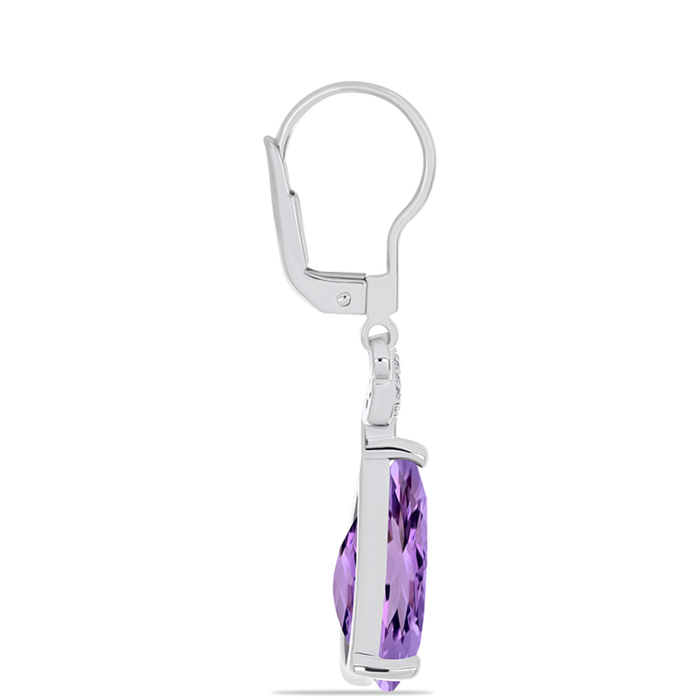 Silberohrringe mit Rose De France Amethyst und weißem Topas