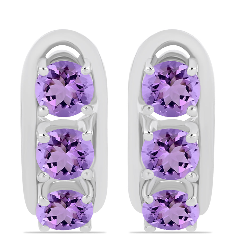 Silberohrringe mit Rose De France Amethyst