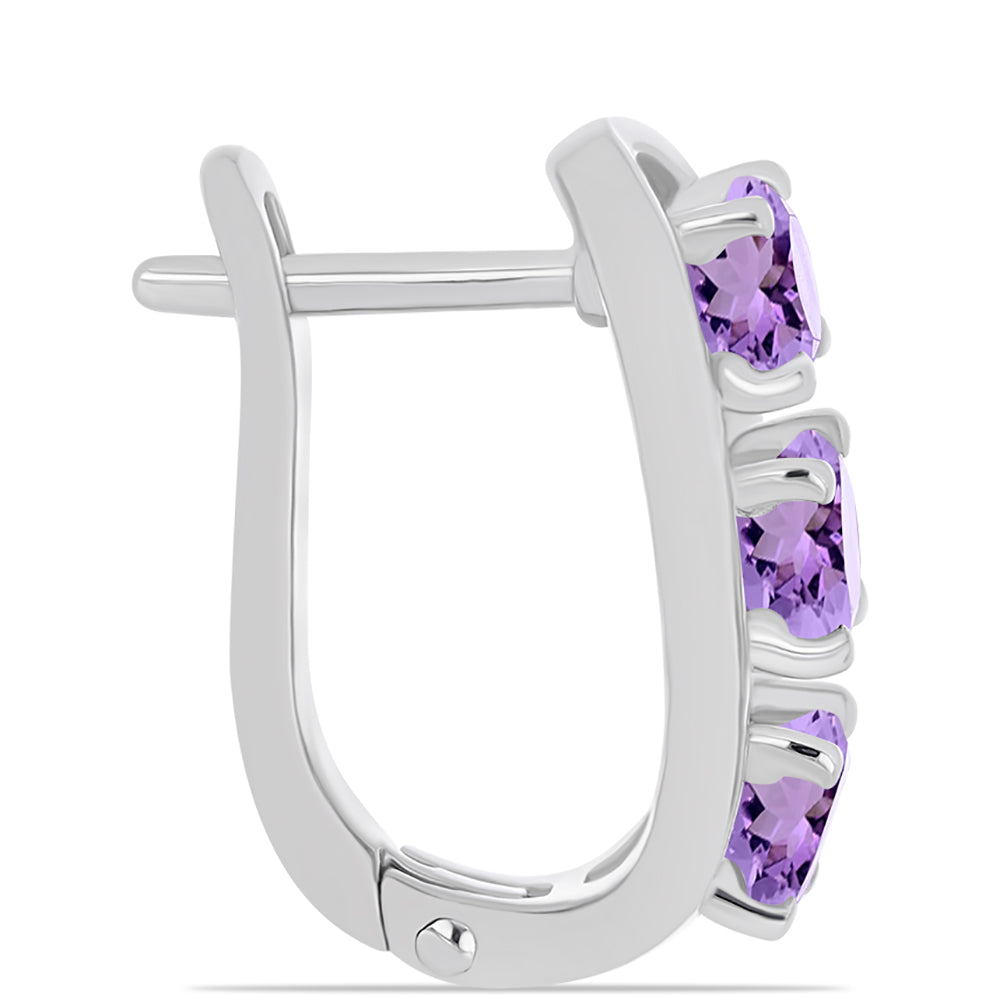 Silberohrringe mit Rose De France Amethyst