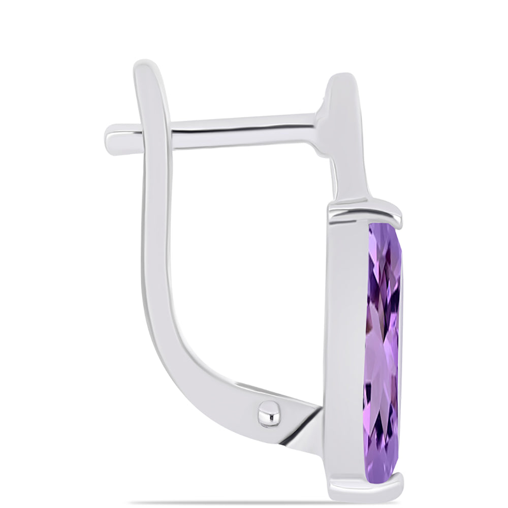 Silberohrringe mit Rose De France Amethyst