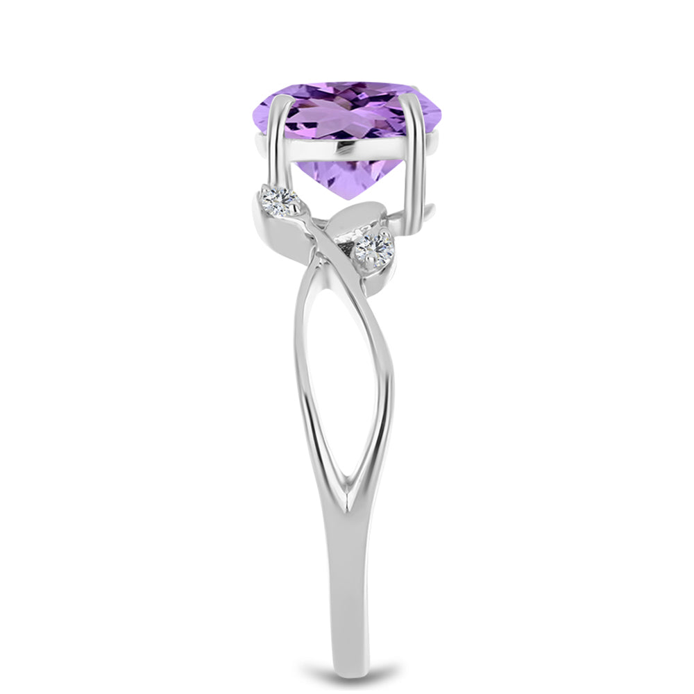 Silberring mit Rose De France Amethyst und weißem Topas