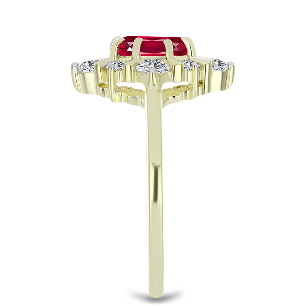 Goldplattierter Silberring mit Rubin aus Madagaskar und weißem Topas