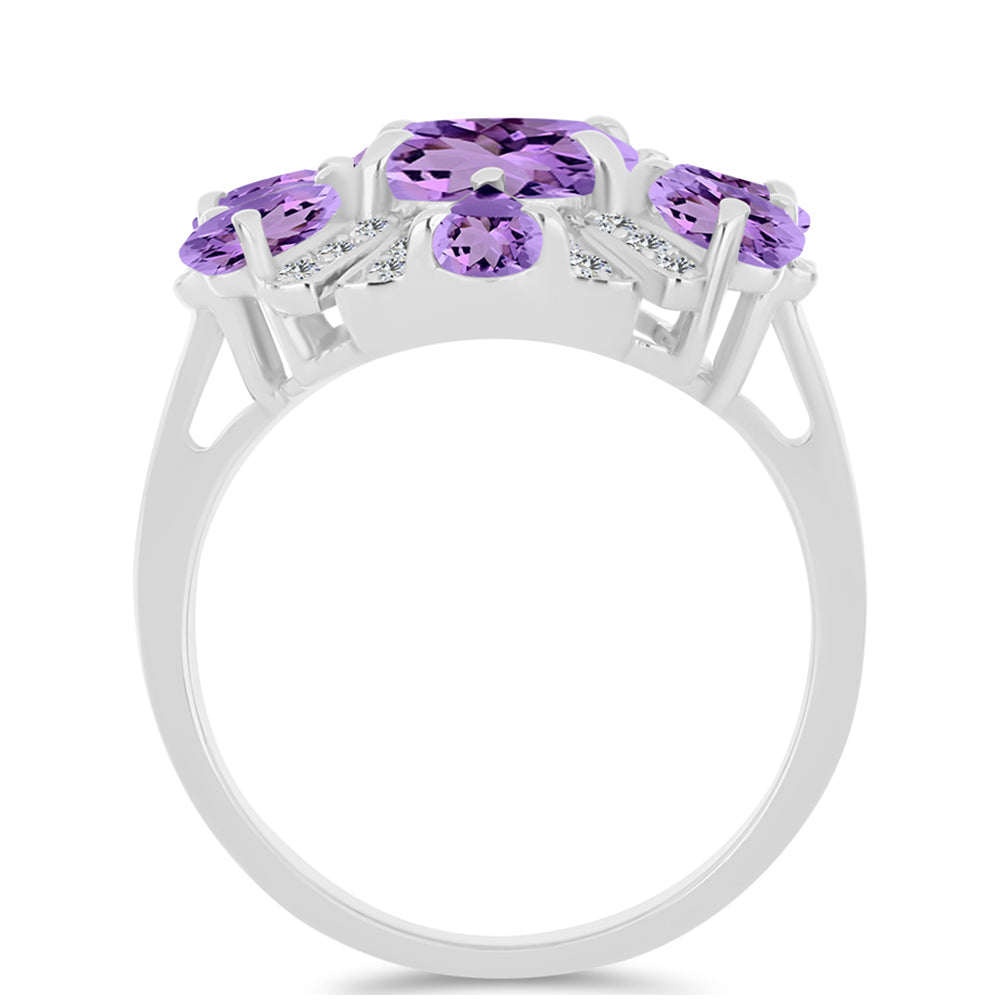 Silberring mit Rose De France Amethyst und weißem Topas