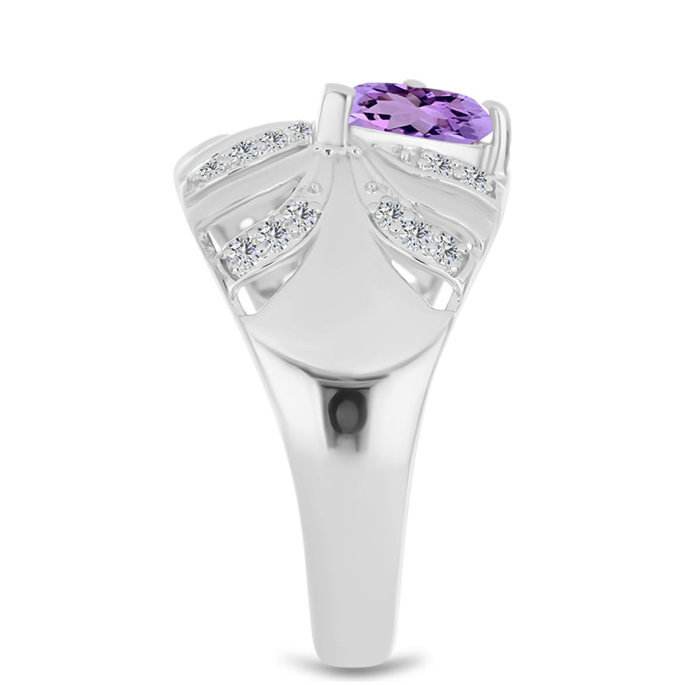 Silberring mit Rose De France Amethyst und weißem Topas