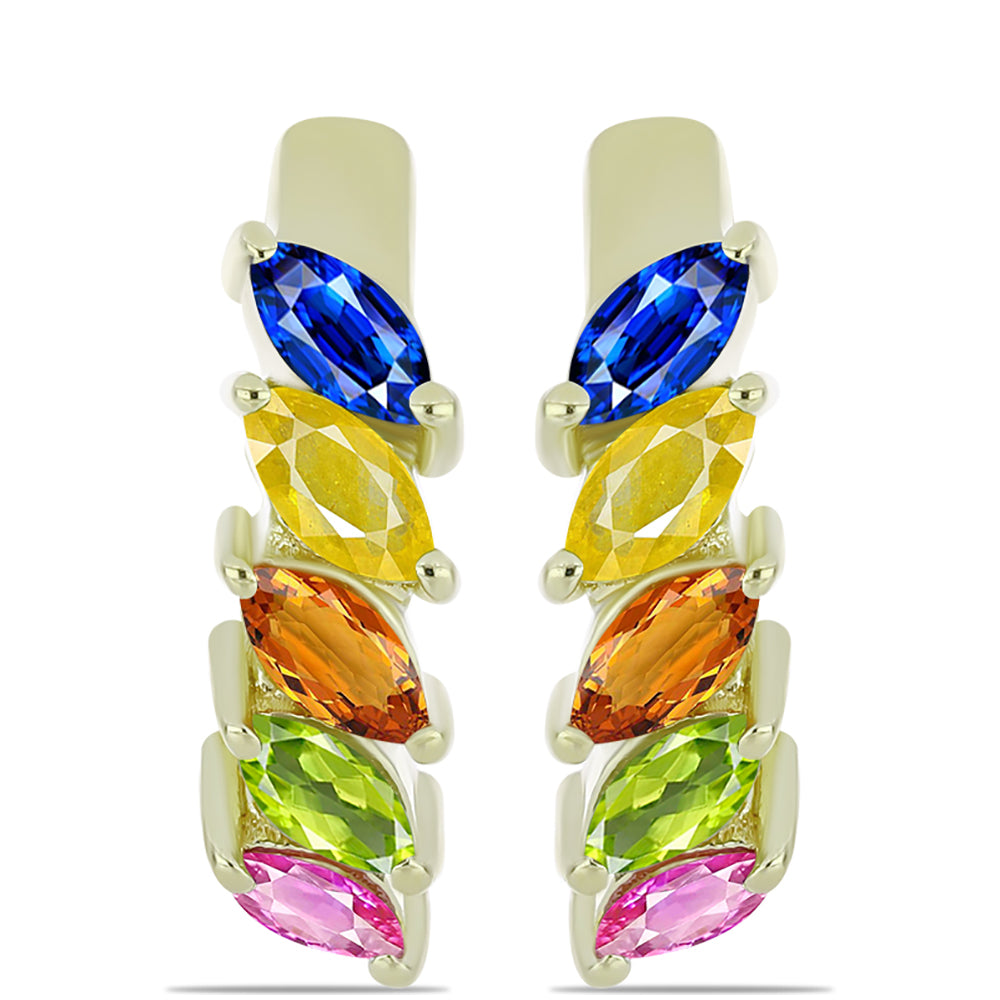 Goldplattierte Silberohrringe mit regenbogenfarbenem Rosebery Saphir 1