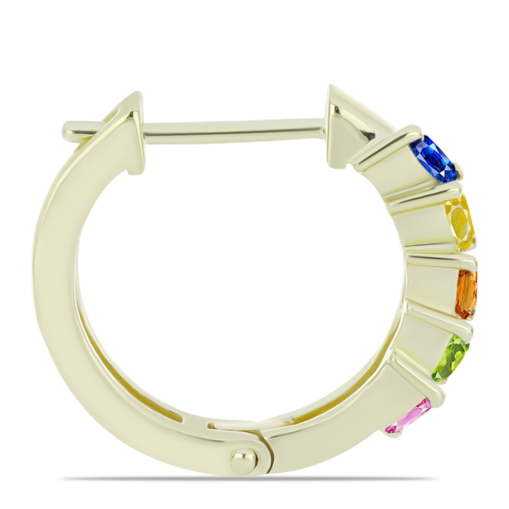 Goldplattierte Silberohrringe mit regenbogenfarbenem Rosebery Saphir 2