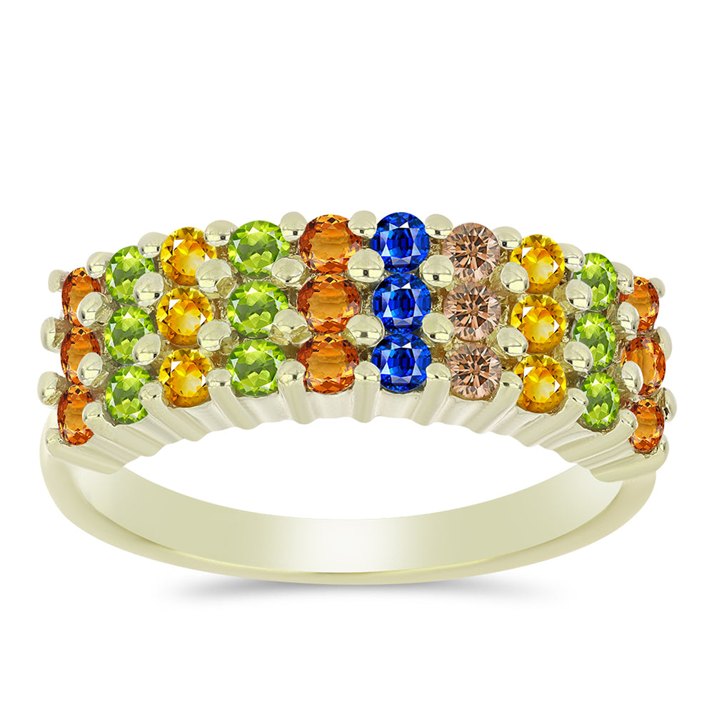 Goldplattierter Silberring mit regenbogenfarbenem Rosebery Saphir 1