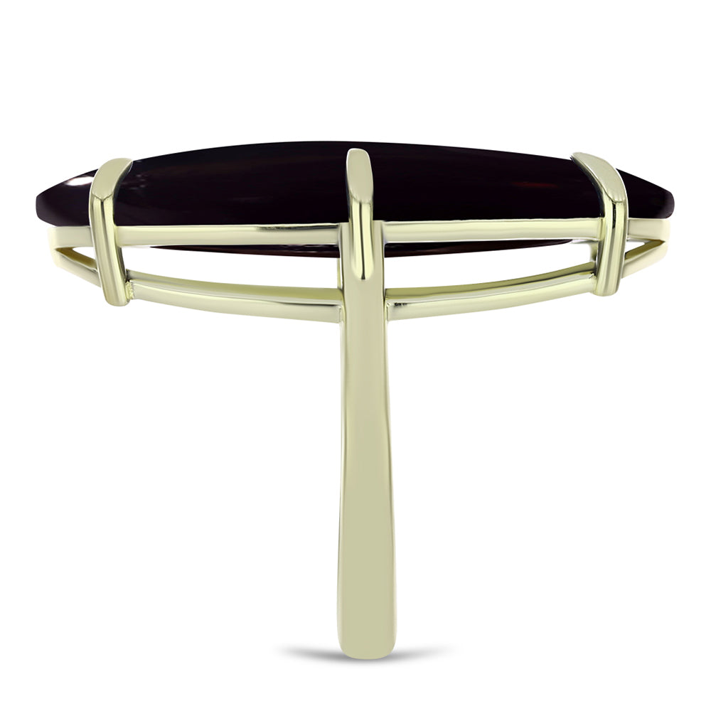 Goldplattierter Silberring mit schwarzem Onyx aus Suwar