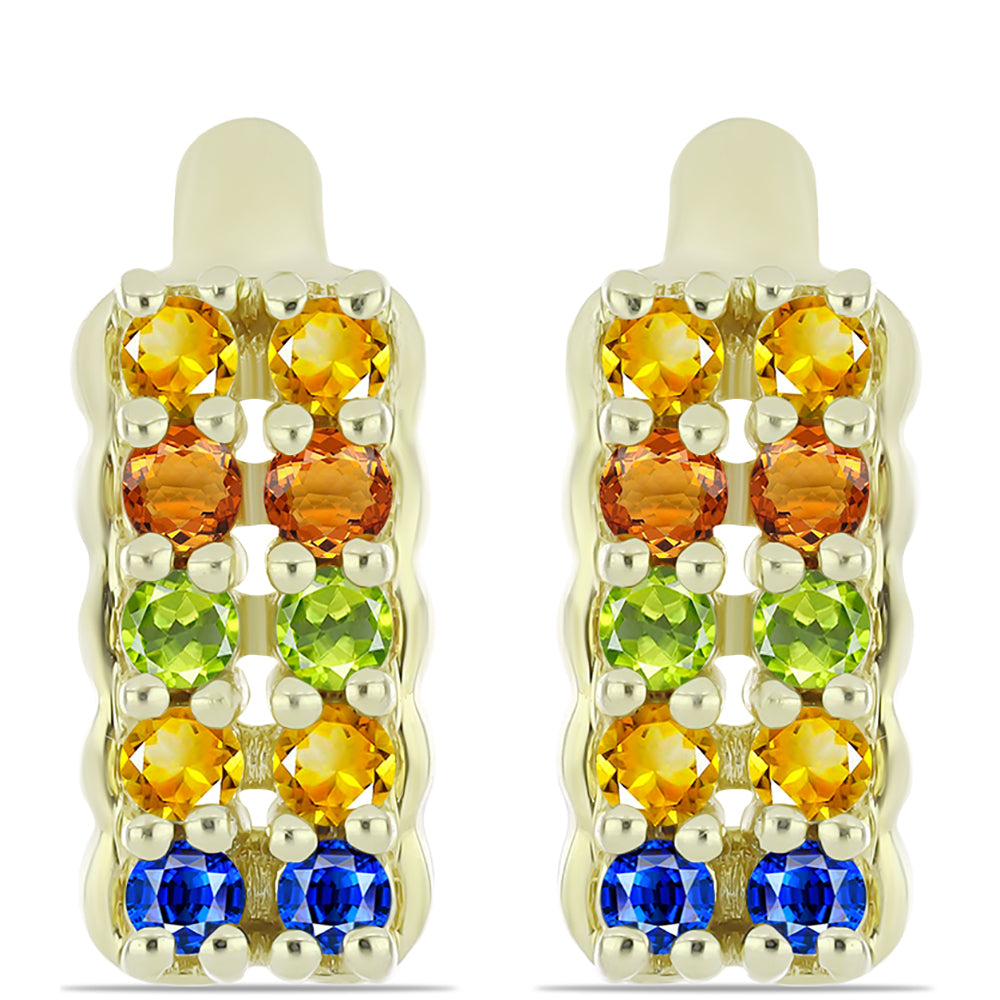 Goldplattierte Silberohrringe mit regenbogenfarbenem Rosebery Saphir