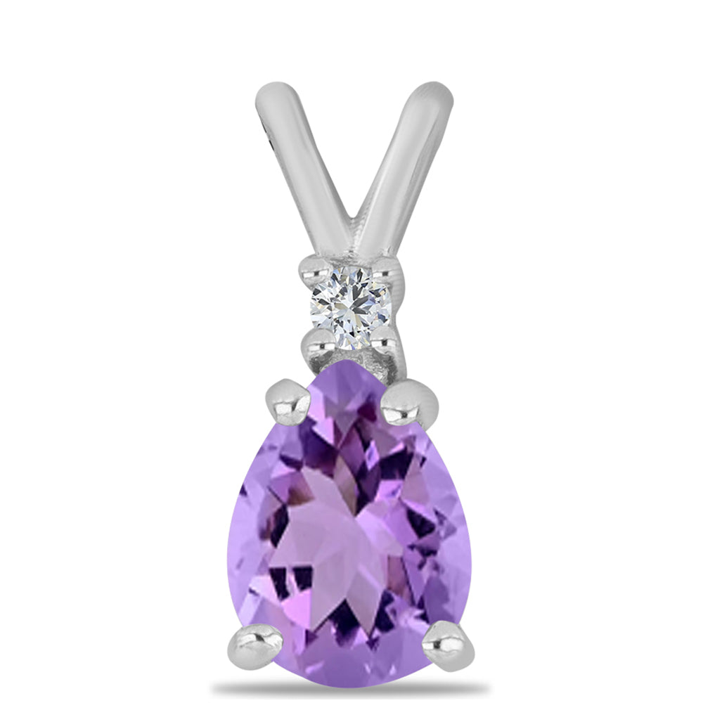 Silberanhänger mit Rose De France Amethyst und weißem Topas