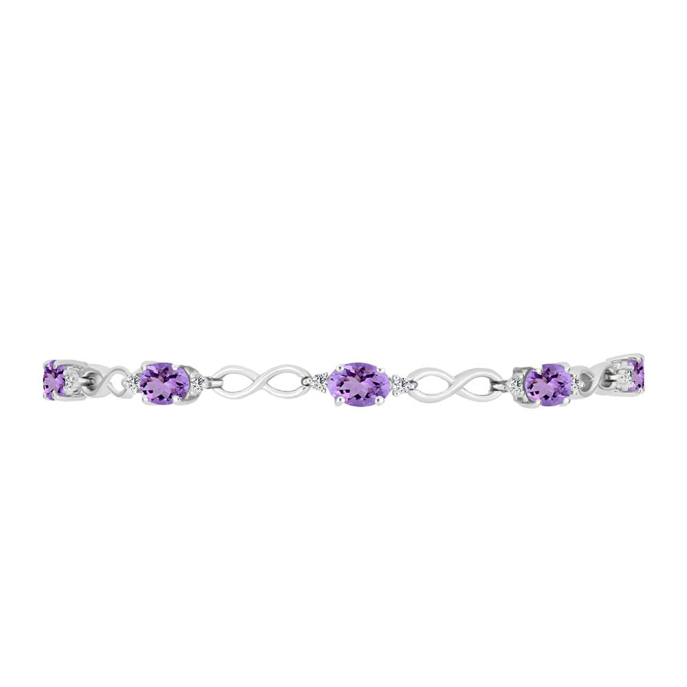 Silberarmband mit Rose De France Amethyst und weißem Topas