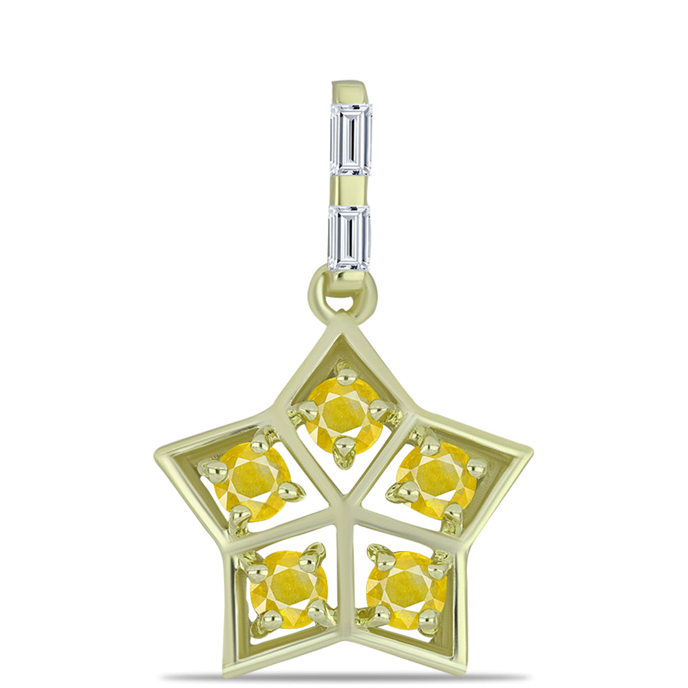 Goldplattierter Silberanhänger mit gelbem Rosebery Saphir und weißem Zirkon 1