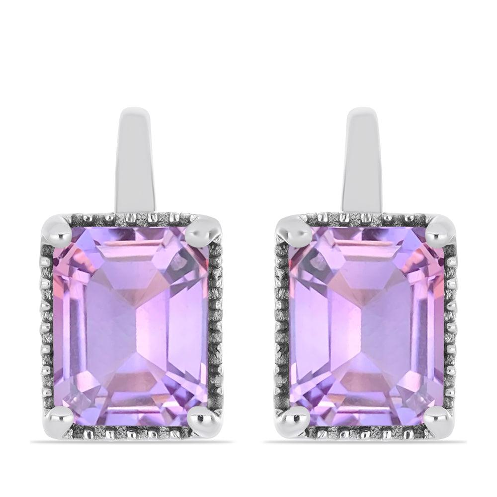 Silberohrringe mit Rose De France Amethyst