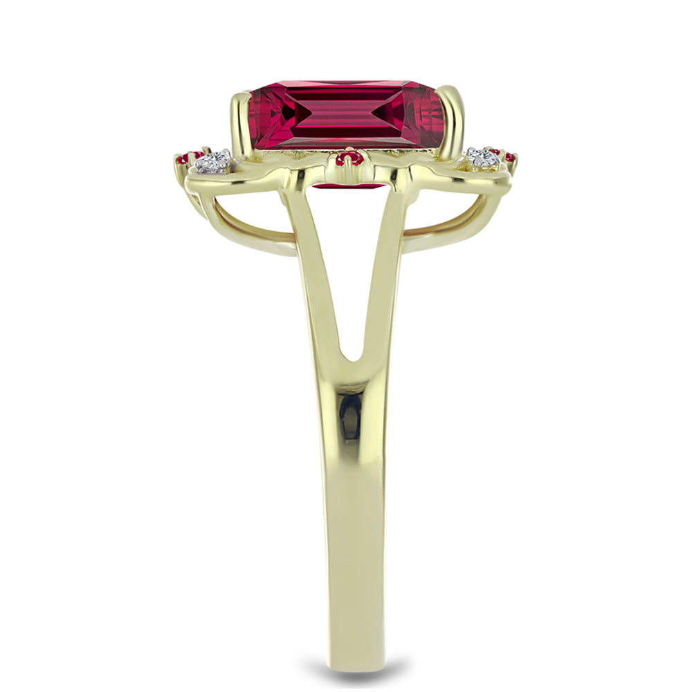 Goldplattierter Silberring mit Rubin aus Madagaskar und weißem Topas
