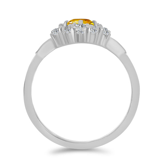 Silberring mit Zitrin aus dem Ural und weißem Topas