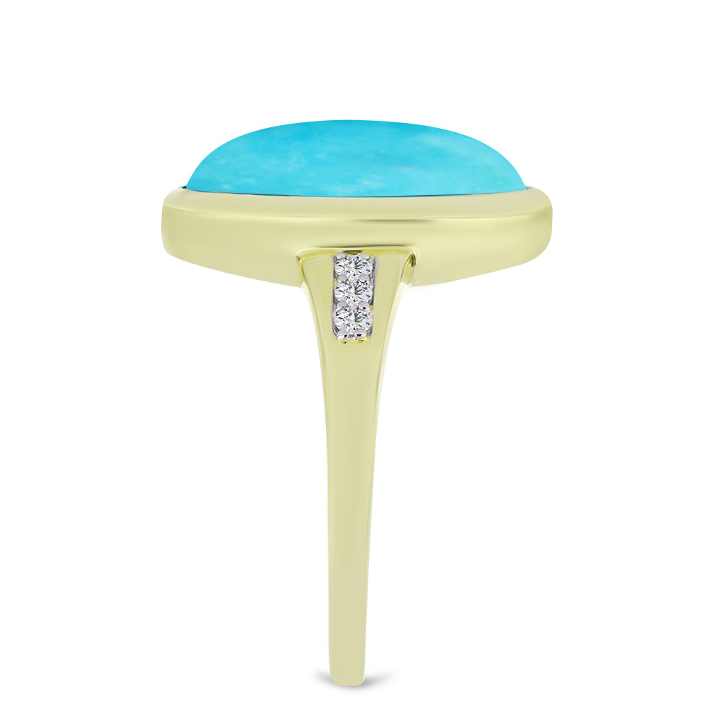 Goldplattierter Silberring mit Dornröschen Türkis und weißem Topas