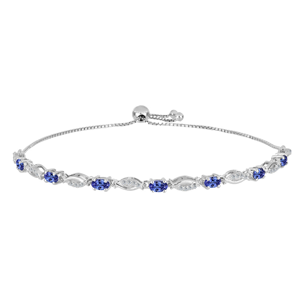 Silberarmband mit Tansanit und weißem Topas
